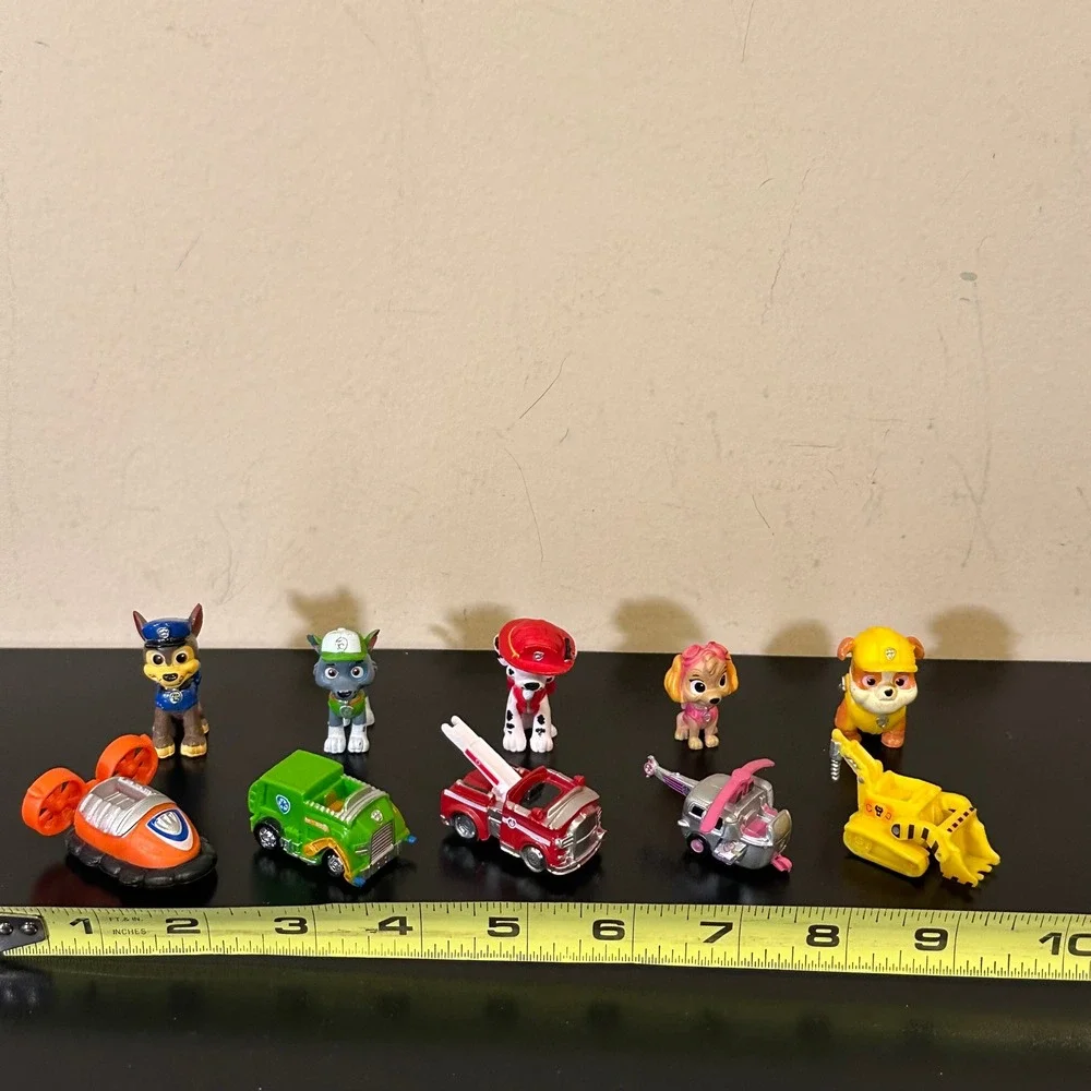 Paw Patrol Mini Figures and Vehicles Lot Chase Marshall Skye Rubble Rocky